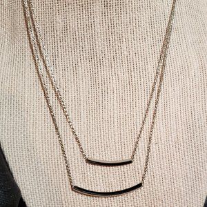 Two chain silver bar necklace.  NEW